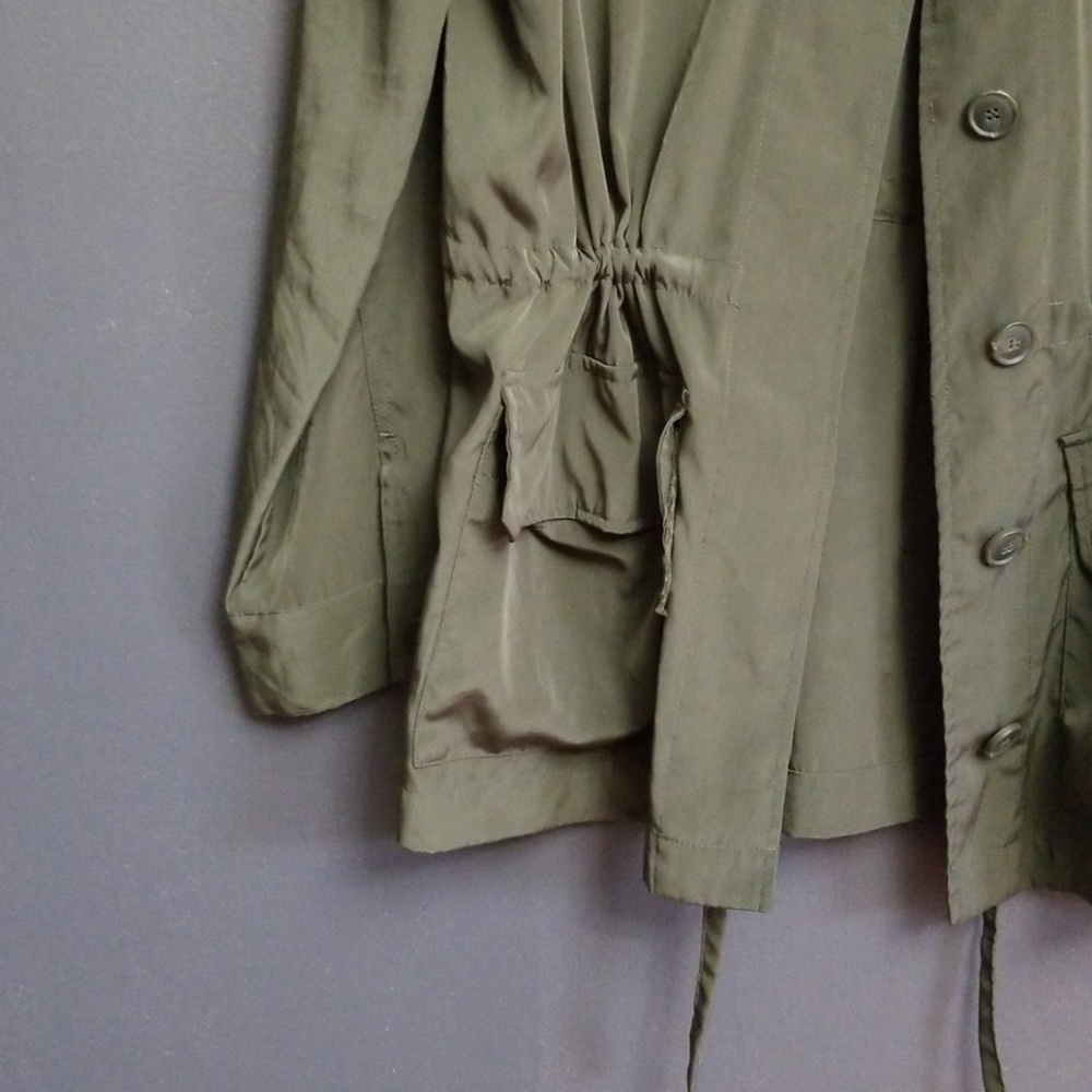 Green Drawstring Coat - Picture 2 of 5